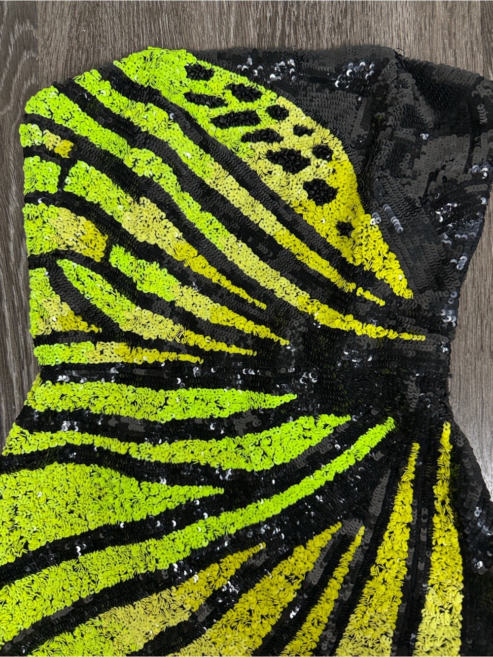 Retrofete Arabelle Sequin Dress in Black Neon Yellow - Picture 7 of 13